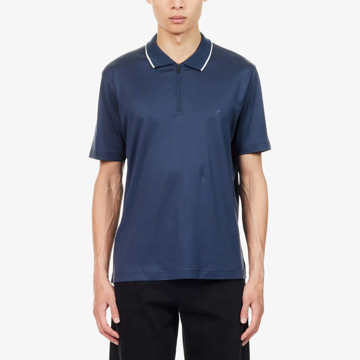 Вязаная рубашка-поло с коротким рукавом и логотипом Emporio Armani — фото 3