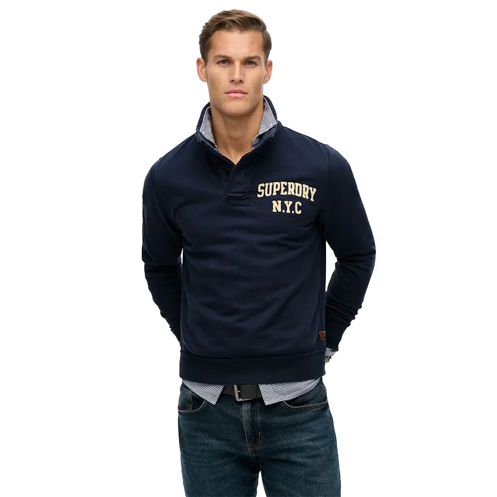 Мужской свитшот с полузастежкой Vintage Athletic Half Button Superdry, Blue