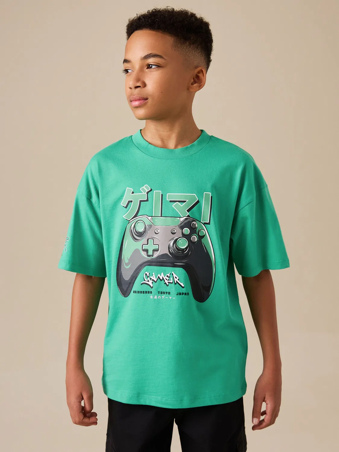 Футболка с графическим принтом, Green Controller Back Print Next, зеленая