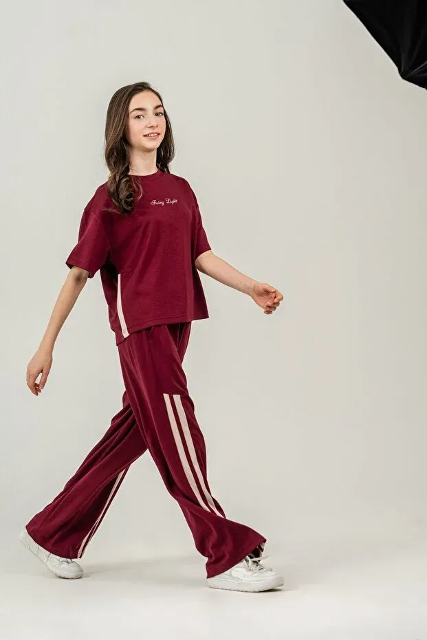 Детский комплект для девочек с вышивкой Mışıl Kids, Burgundy — фото 4