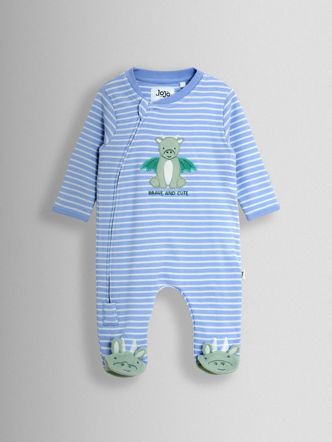 Комбинезон с драконом, хлопок, JoJo Maman Bébé, синий в полоску — фото 2