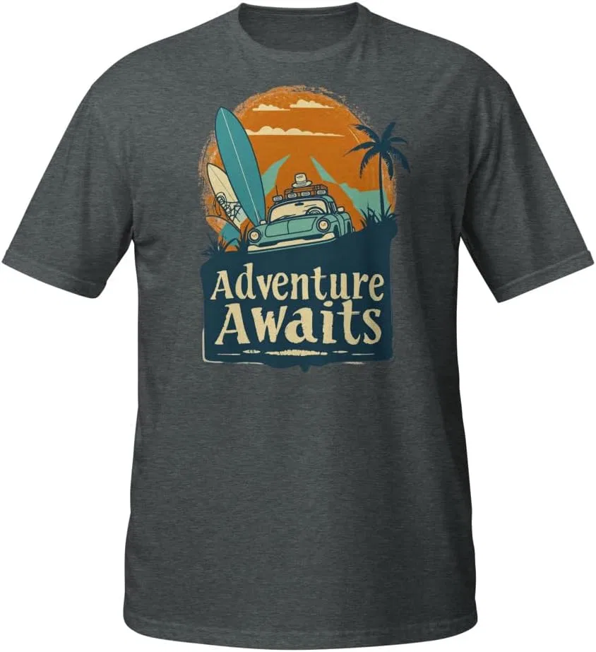 Мужская футболка с принтом Adventure Awaits 64000, Dark Heather
