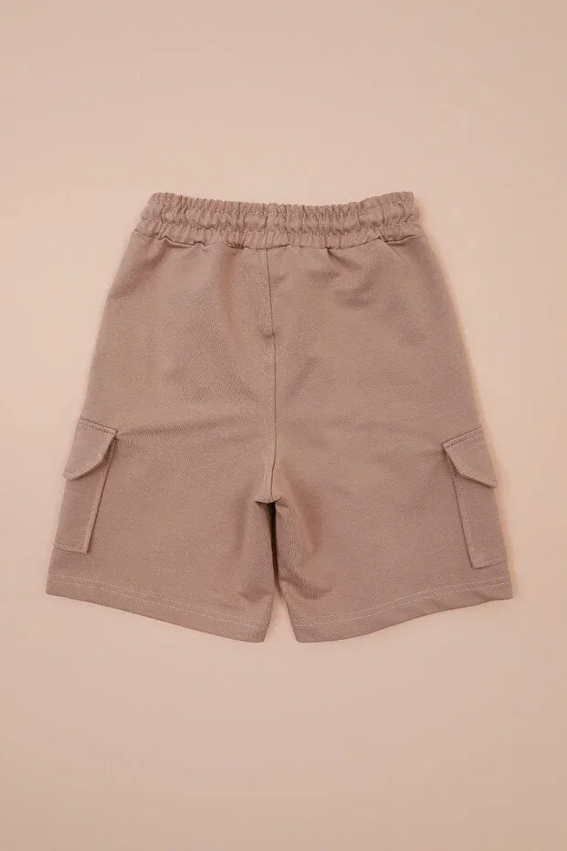 Детские шорты для мальчиков карго Elastic waist cargo pocket boys' shorts Fulla Moda, Taupe — фото 3