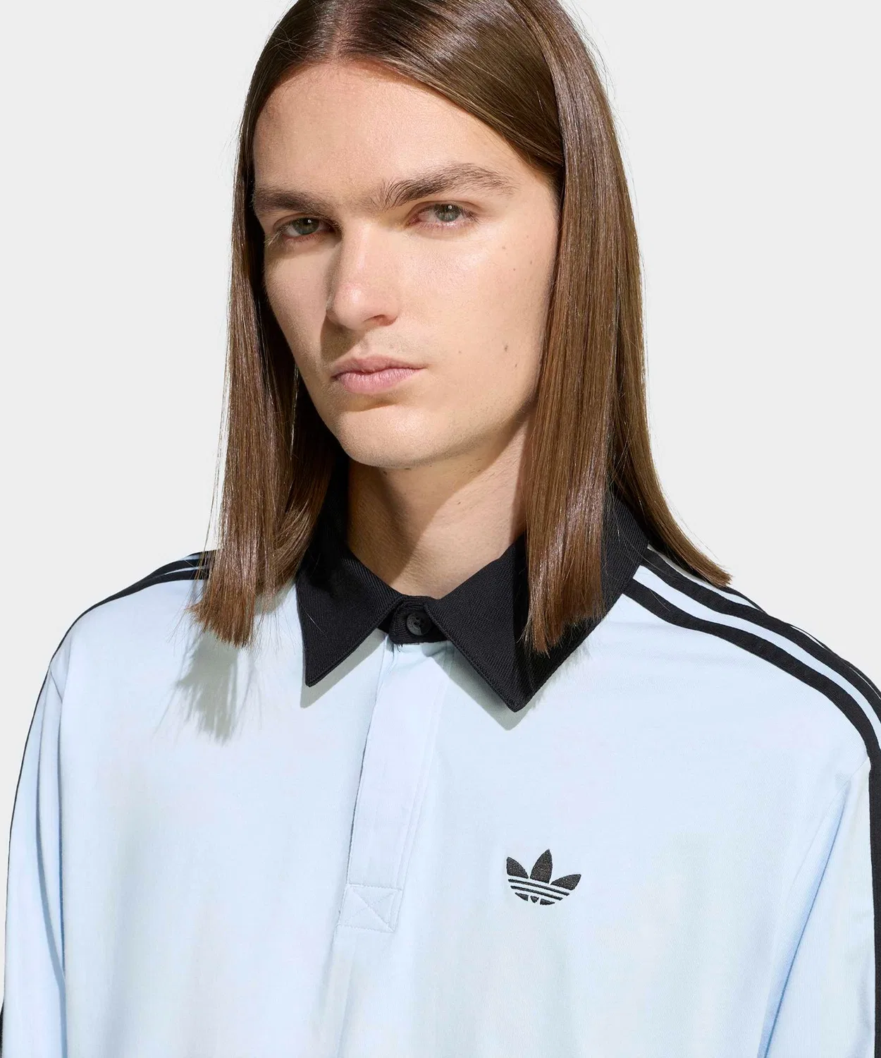 Мужская футболка-поло с длинным рукавомThree Stripes Rugby Long Sleeve Polo Adidas, Blue — фото 4