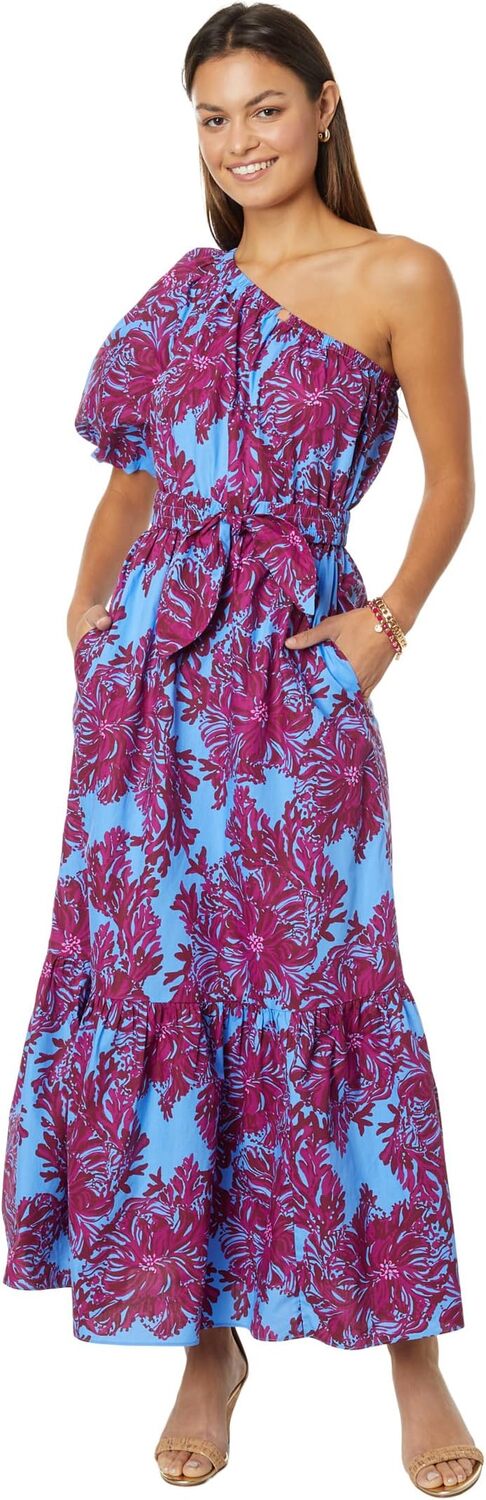 

Платье Lilly Pulitzer Zelalynn One Shoulder Cotton, цвет Abaco Blue Feel Like A Shellebrity