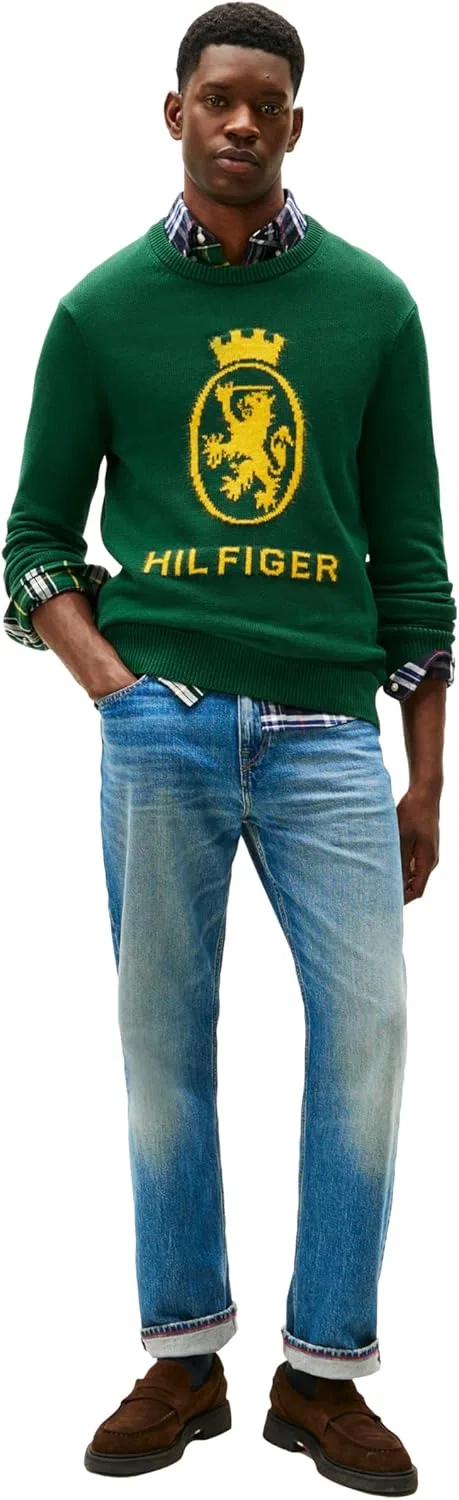 Толстовка Tommy Hilfiger мужская хлопковая с логотипом, легкая, зеленый/желтый — фото 3
