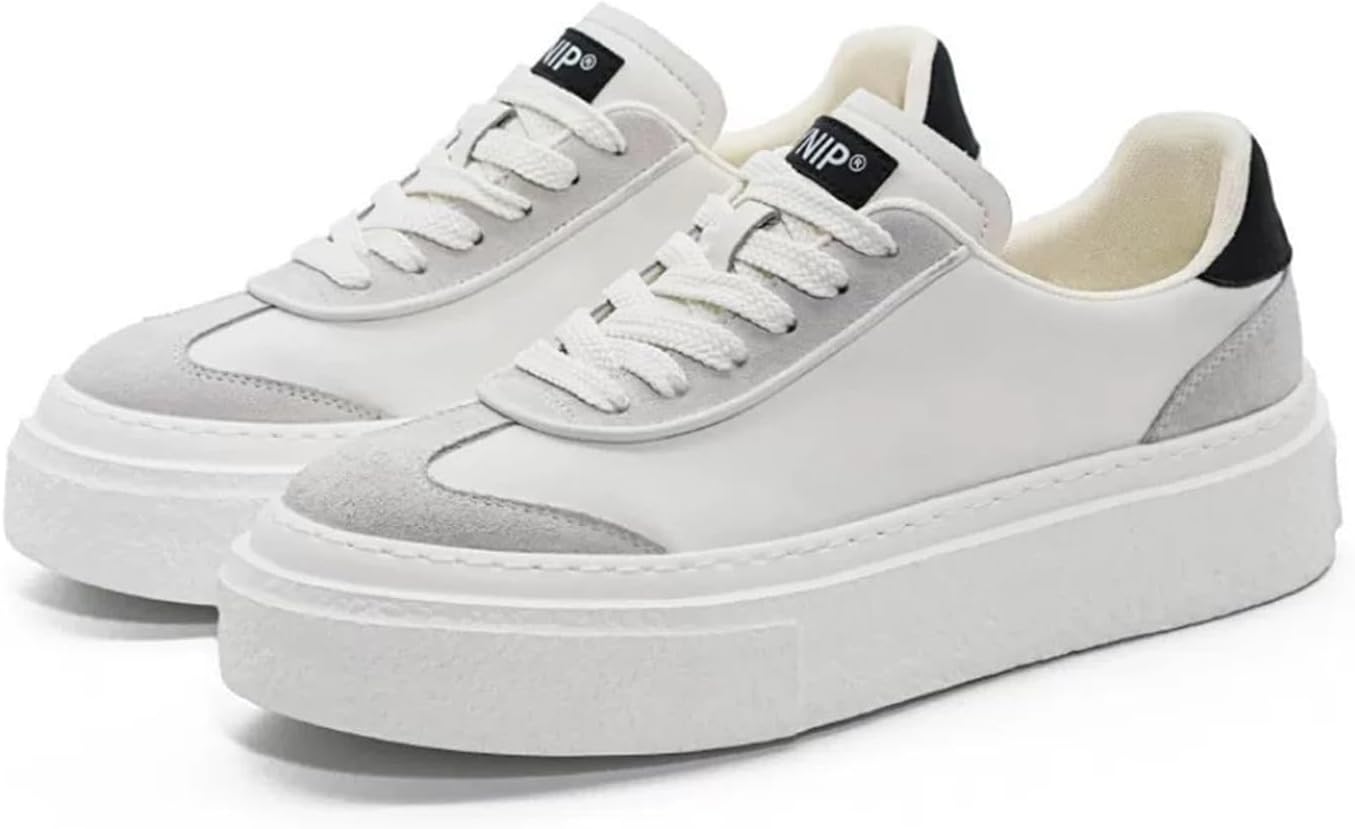 

Мужские стильные кроссовки на платформе с шнуровкой, повседневная обувь с толстой и удобной резиновой подошвой для прогулок и скейтбординга Jhfdioy, белый