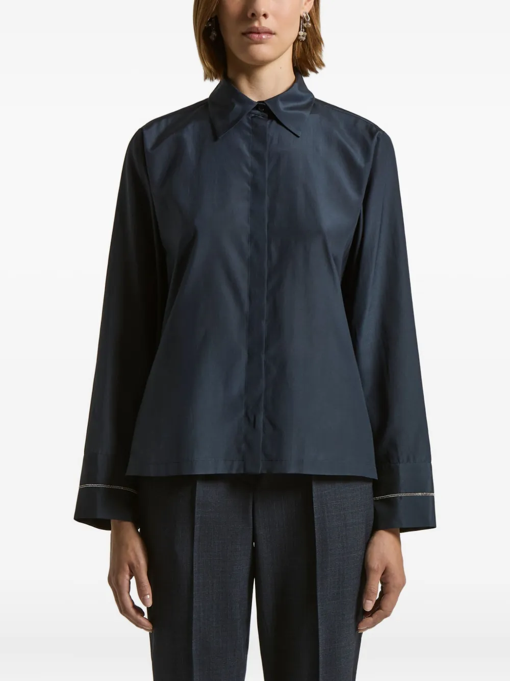 

Рубашка из шелковой смеси Peserico, синий