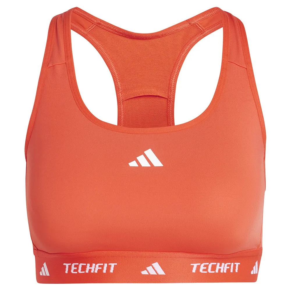 Спортивный бюстгальтер adidas Techfit Medium Medium Impact, оранжевый — фото 3