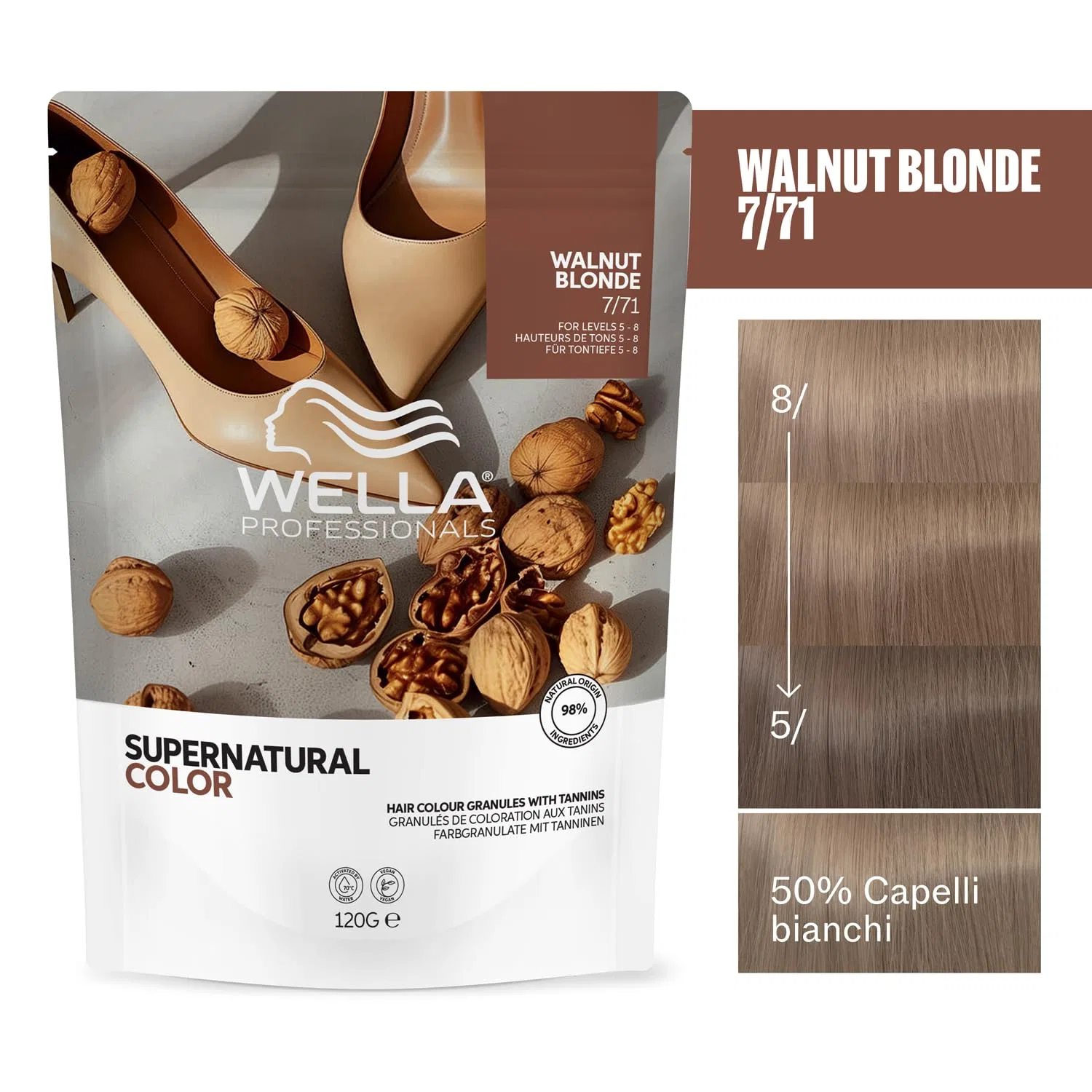 Профессиональная краска для волос «Supernatural Color 7/71 Walnut Blonde» от Wella Wella — фото 2