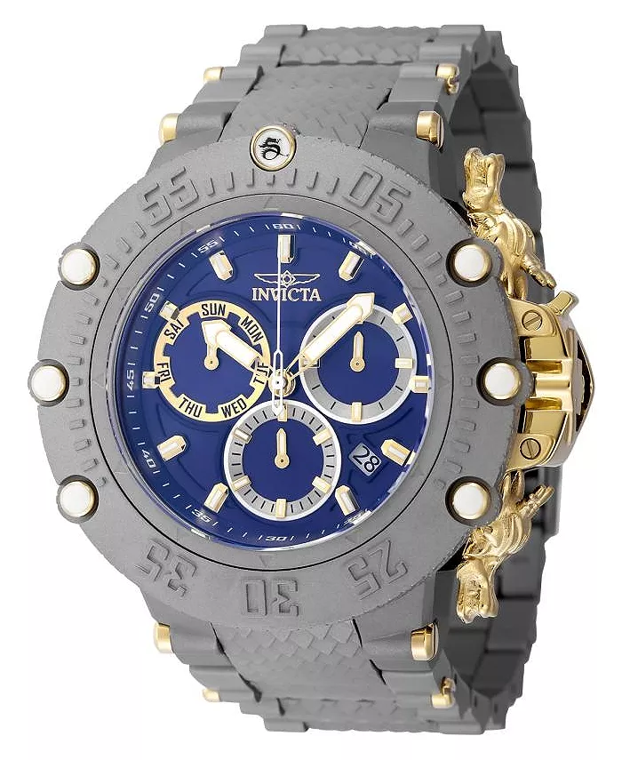 

Мужские часы Subaqua Quartz 2 Hand, модель 48193, с синим, золотым и титановым циферблатом Invicta, серебряный