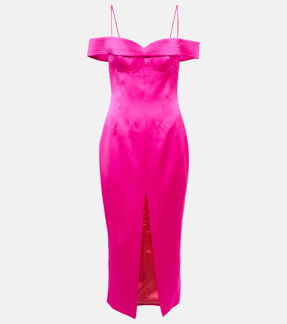 

Атласное платье миди с открытыми плечами Rasario, розовый