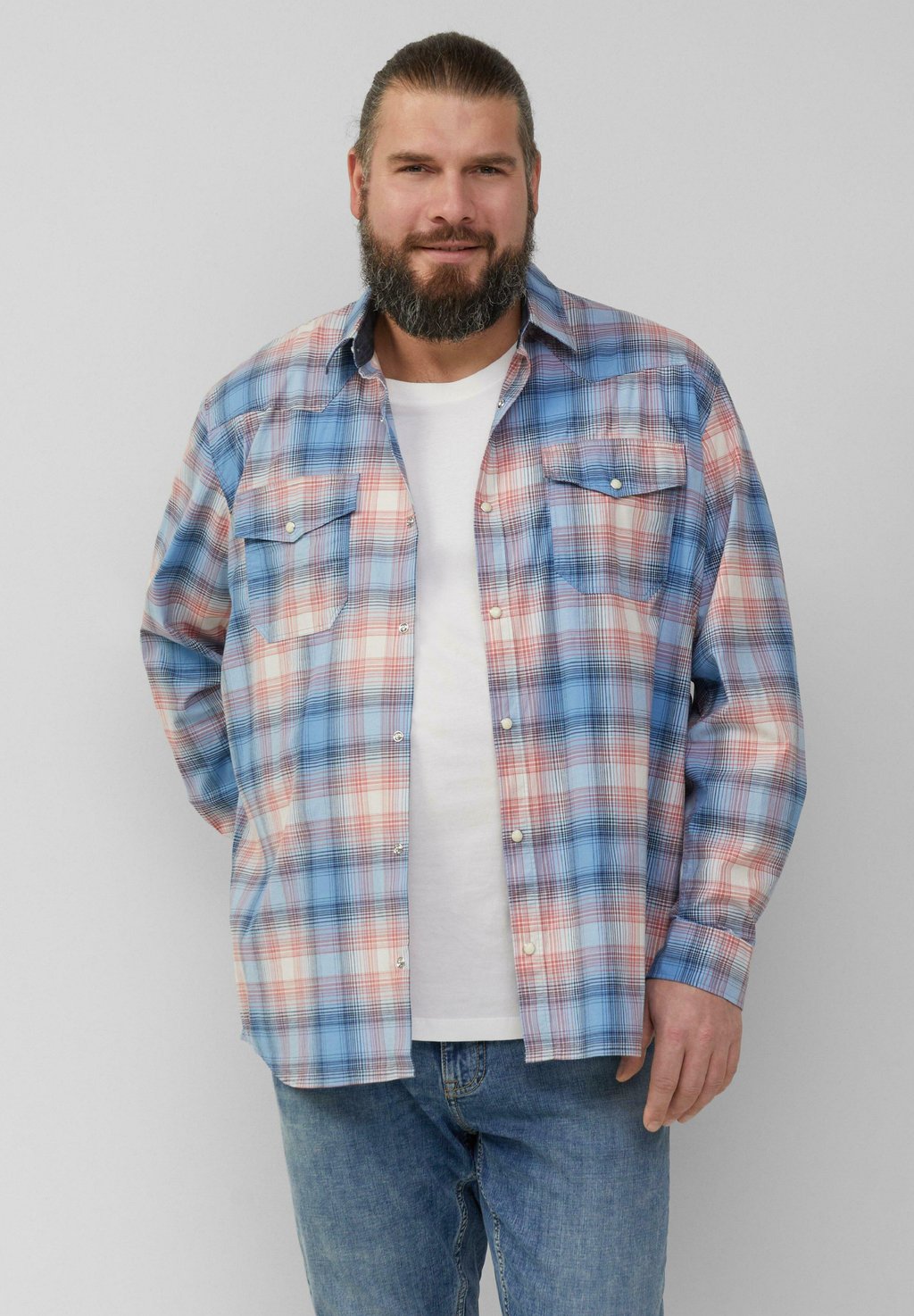 

Рубашка REGULAR FIT: KARIERTES IM WESTERN-STYLE s.Oliver, синий