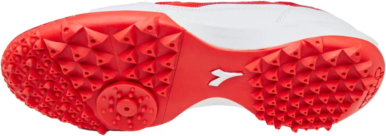 Футбольные бутсы Diadora Calcetto LT для игры на искусственном газоне - натуральная кожа, улучшенная амортизация, резина с повышенной износостойкостью, искусственный газон, оптимальное сцепление и стабильность, белый/красный — фото 3