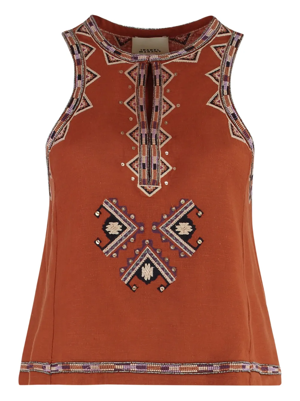 

Шелковый топ Zahara с бисером Isabel Marant, коричневый