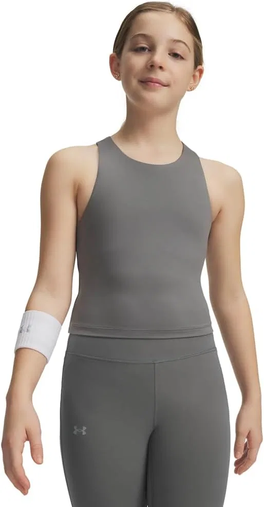 Детский топ для активного отдыха Under Armour Motion Crop Tank, Clay Green / Titanium — фото 2