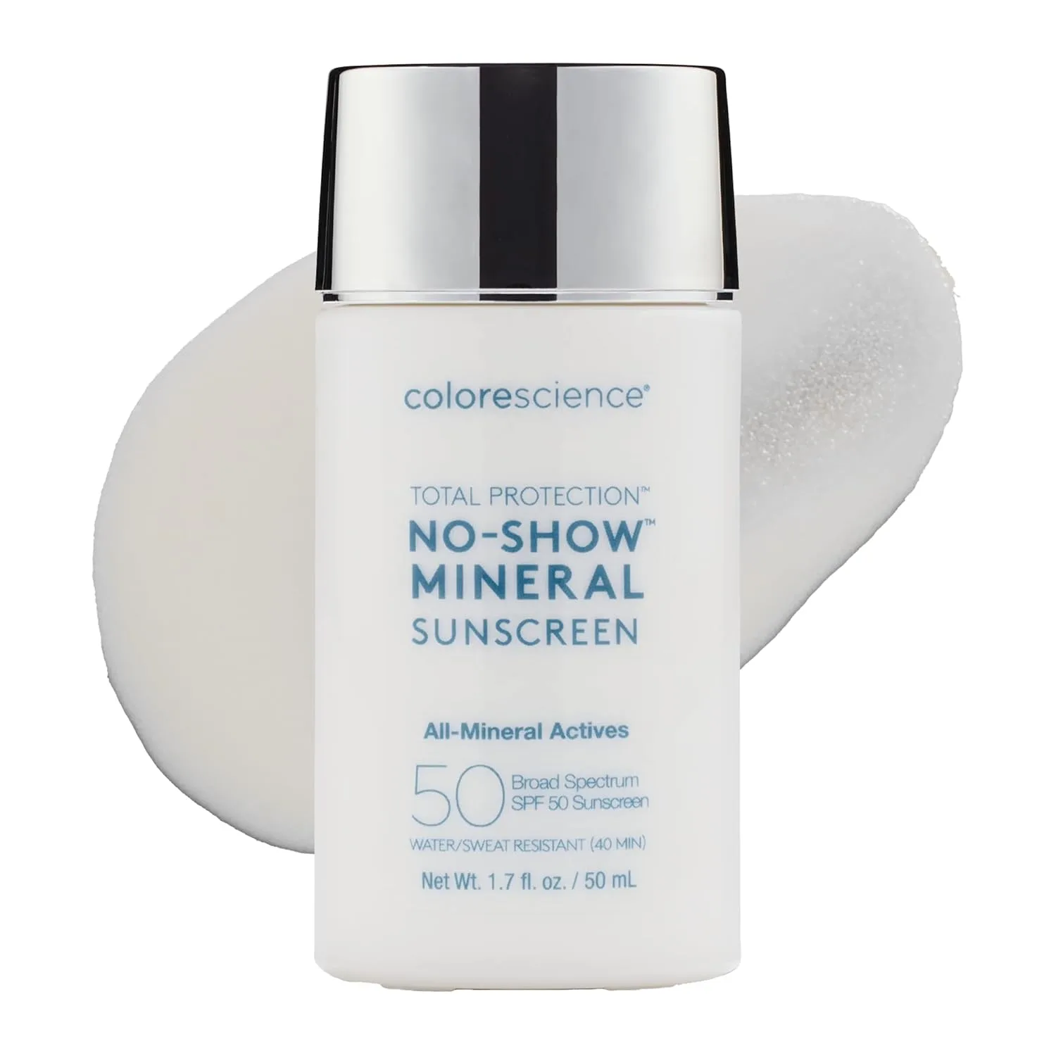 Colorescience Total Protection No-Show Mineral Sunscreen SPF 50, 100% невидимый полностью минеральный солнцезащитный крем для всех оттенков и типов кожи. 50 мл (1 шт.), blue