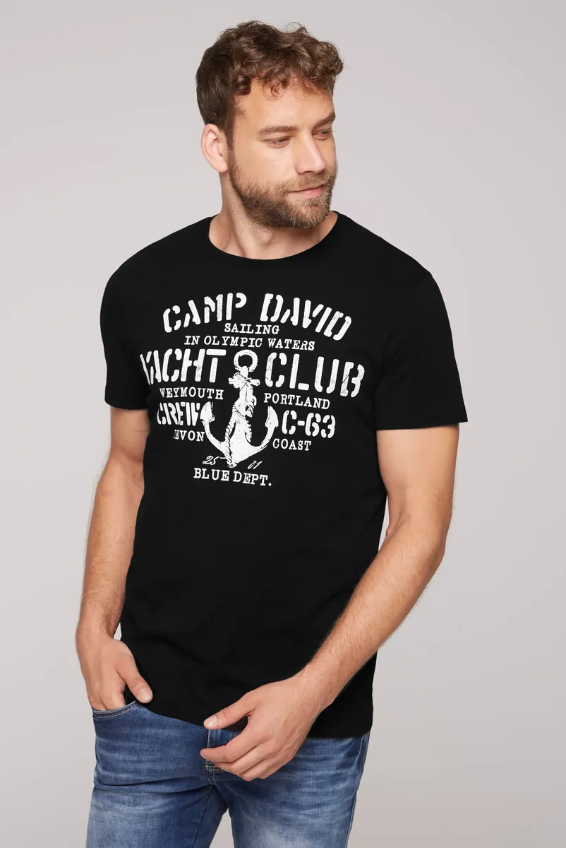 

Рубашка CAMP DAVID с круглым вырезом, хлопок, черный