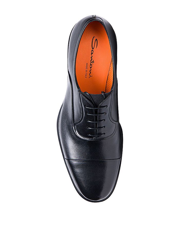Мужские модельные туфли Santoni с легким носком и шнуровкой, черный — фото 2