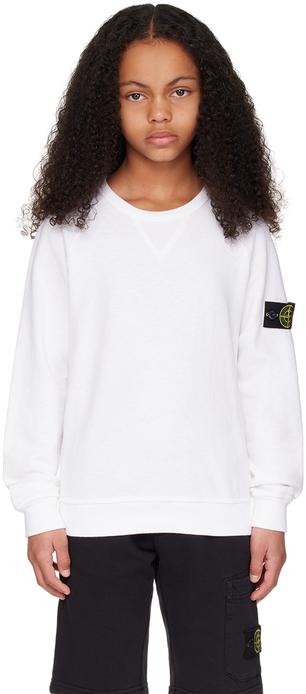 

Детский свитшот, окрашенный в готовую одежду Stone Island Junior, цвет White
