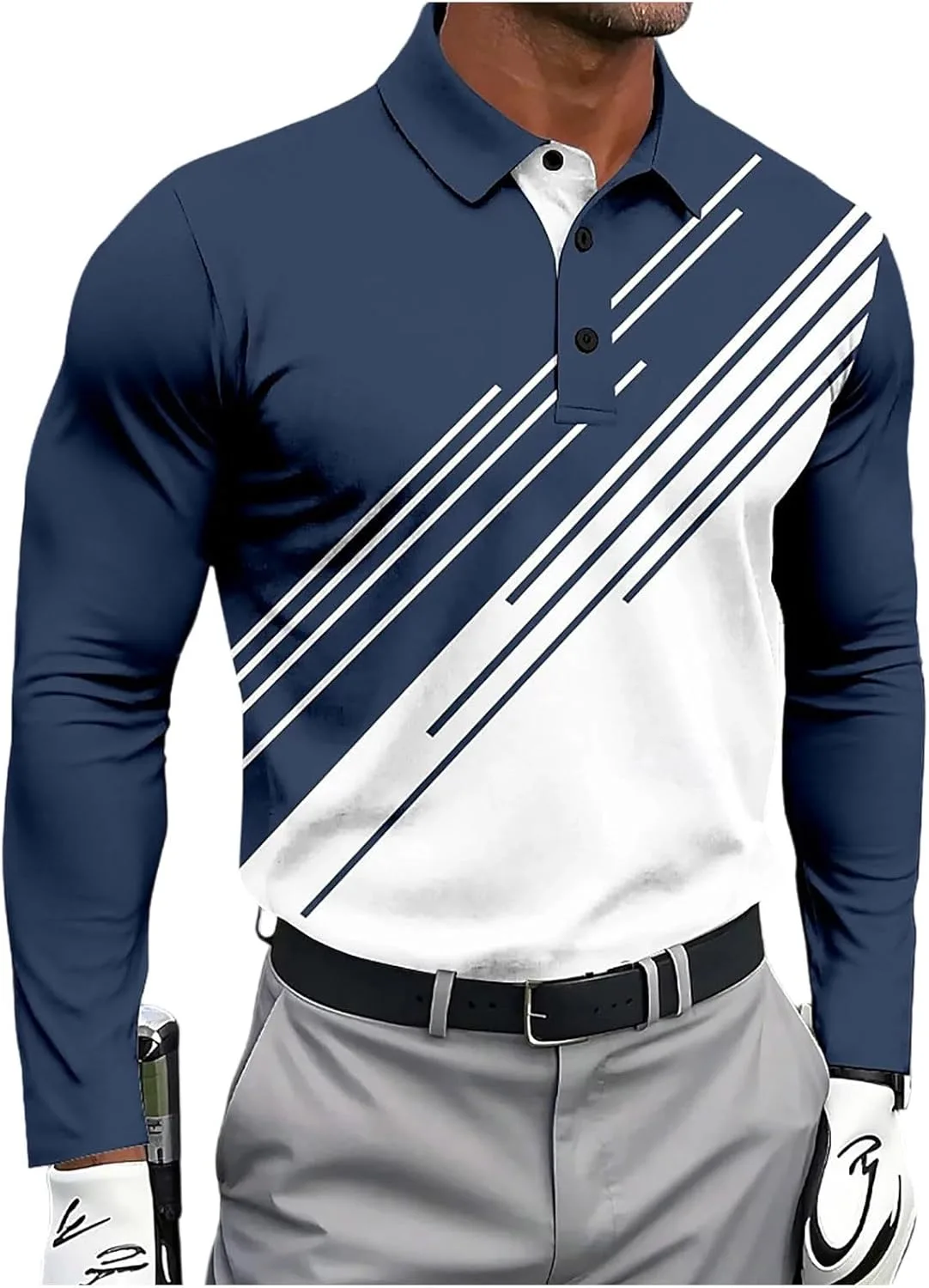 

Мужская футболка для гольфа с длинным рукавом и воротником