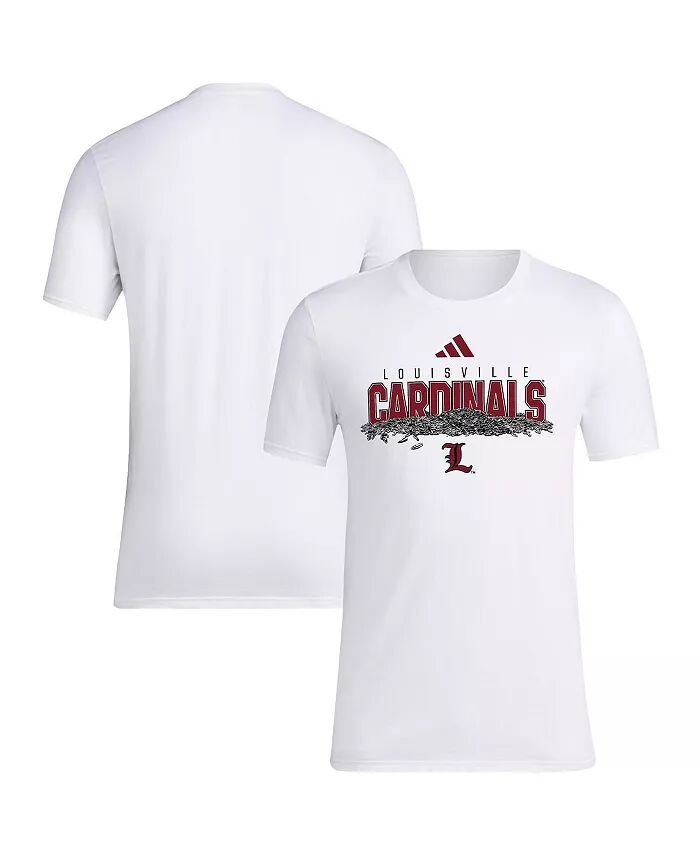 

Мужская белая бейсбольная футболка Louisville Cardinals с изображением семян подсолнечника adidas