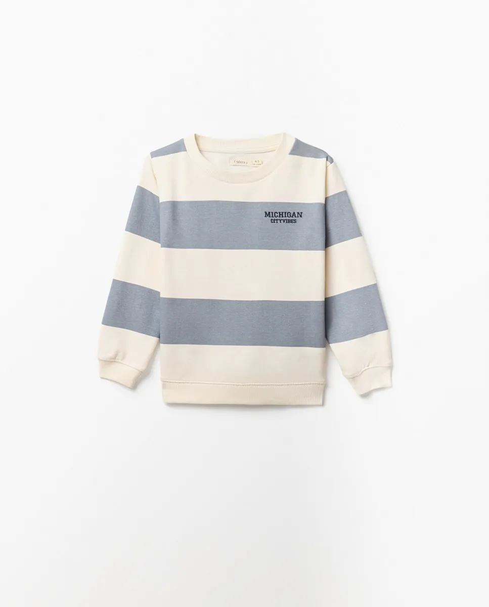 

Толстовка с вышивкой и полосками Sfera, синий