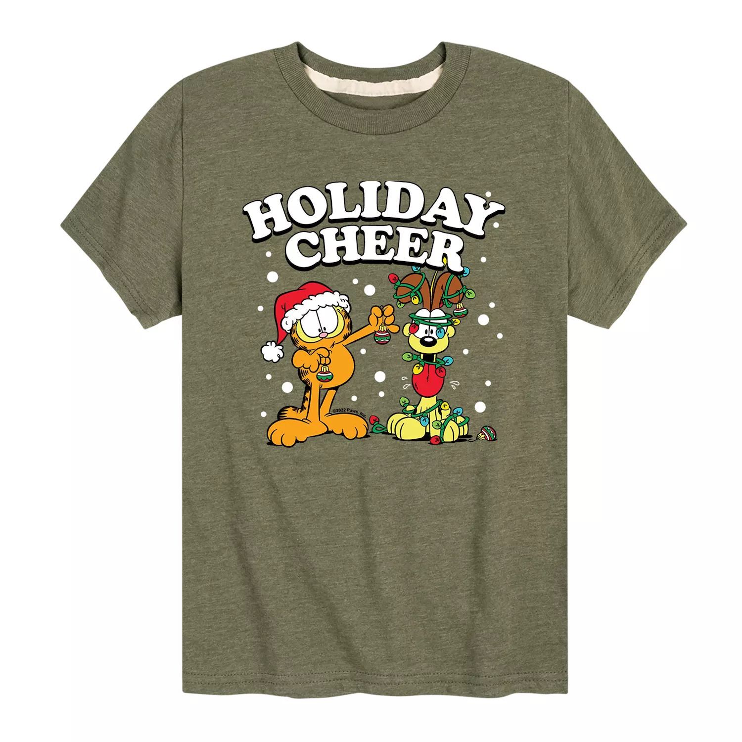 

Футболка с рисунком Garfield Holiday Cheer для мальчиков 8–20 лет Licensed Character, зеленый