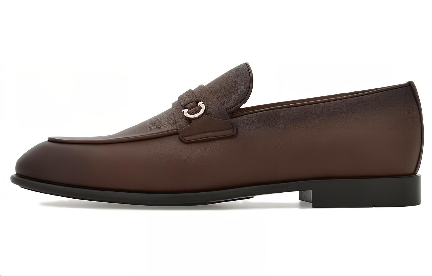 

Лоферы из кожи с пряжкой Gancini Ferragamo, черный