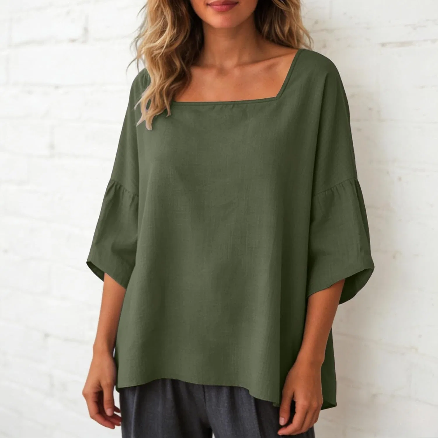 Блуза женская с цветочным рисунком Linen Shirts for Women, 1#AG — фото 3
