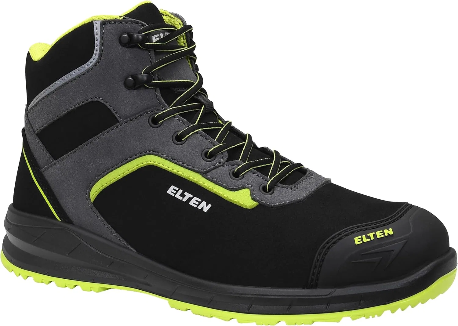 Защитная обувь ELTEN Loan XXSports Pro Black-Lime Mid ESD S3 для мужчин и женщин, текстиль, стальной защитный носок, легкая, спортивная