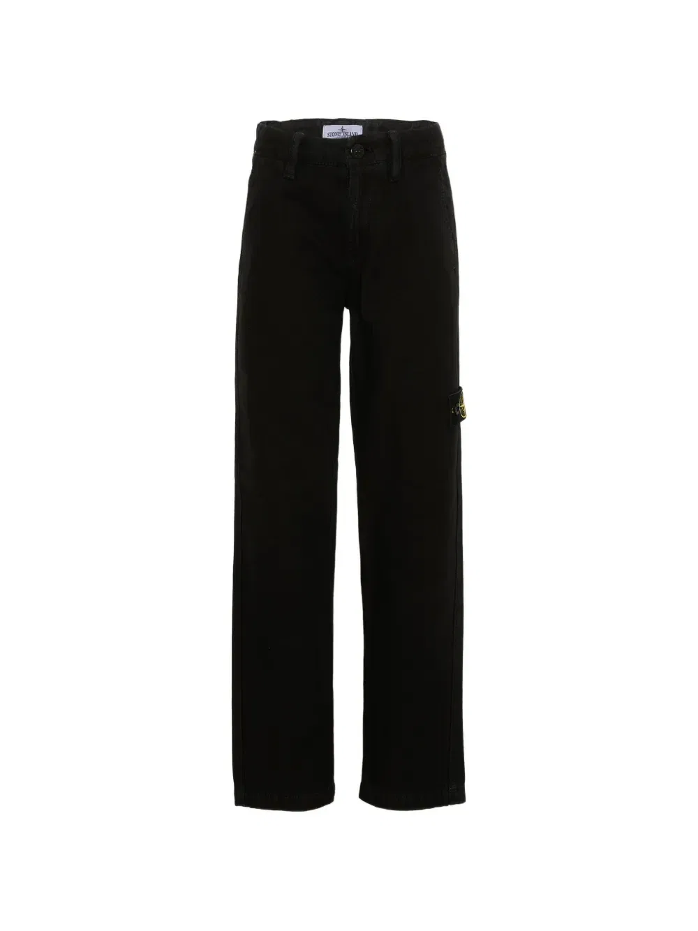 Брюки прямого кроя с нашивкой-логотипом Stone Island Junior, черный