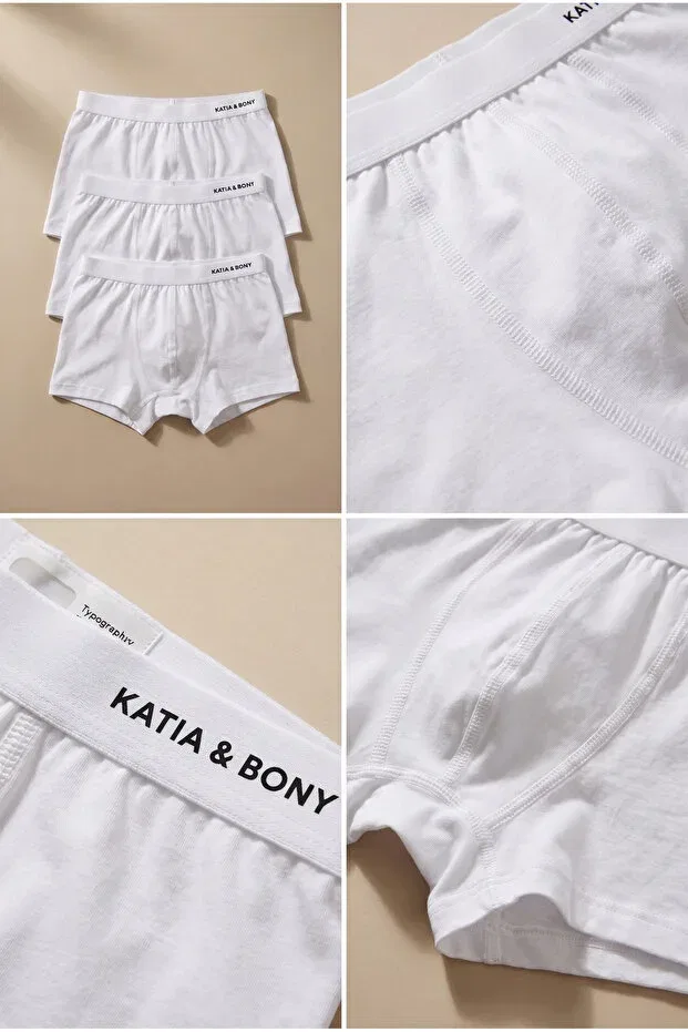Детские трусы-боксеры для мальчиков хлопковые комплект 3 шт Katia&Bony, White — фото 3