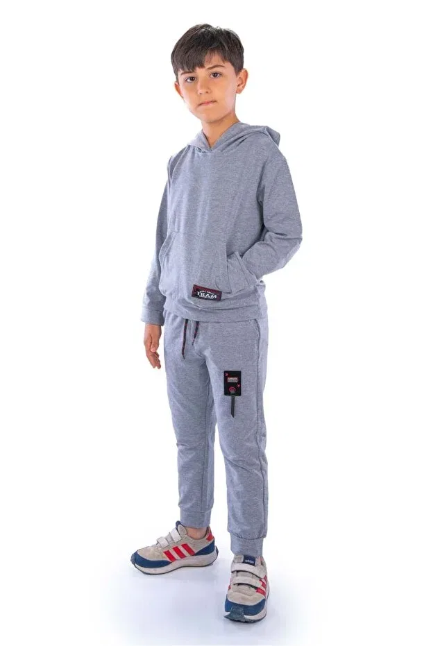 Детский спортивный костюм с капюшоном Team Kanguru Pocket Hooded Minikadam, Gray — фото 2