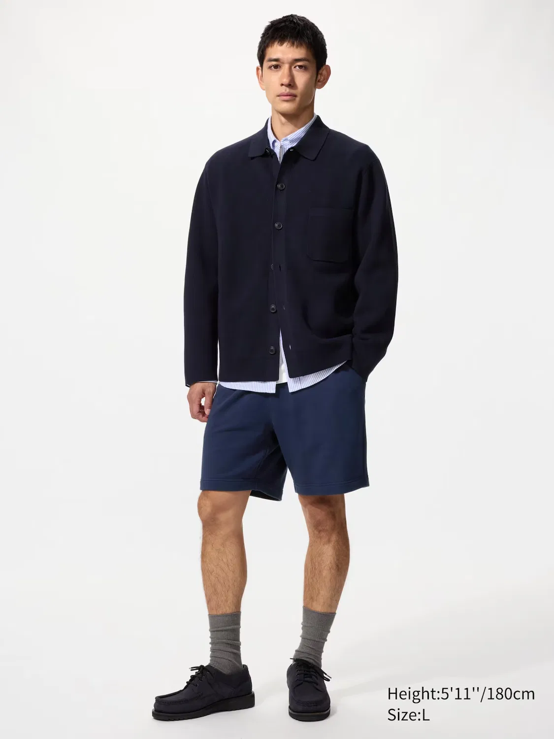 Шорты Uniqlo, эластичные спортивные, темно-синий — фото 2