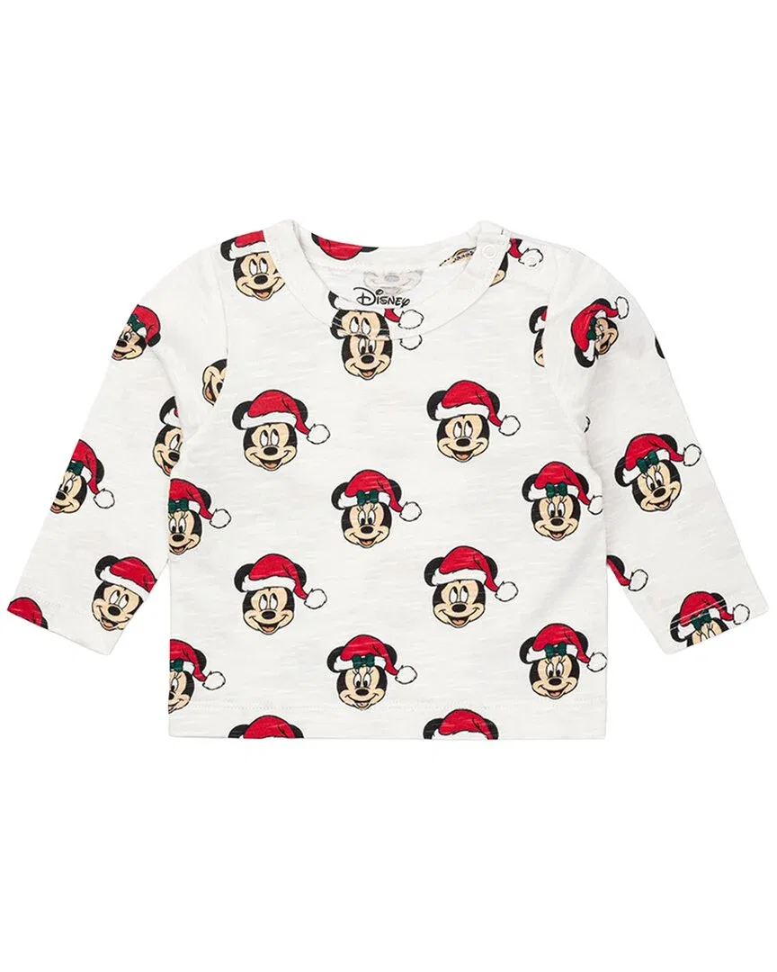 Детская футболка для девочек с длинным рукавом с принтом Christmas Mickey + Minnie Mouse MONICA + ANDY, White