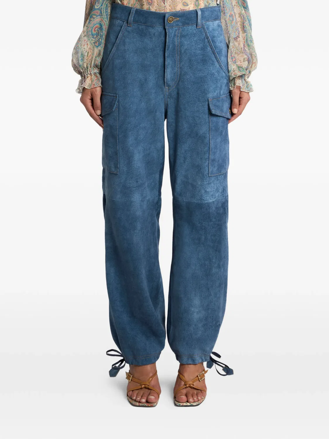Брюки с эффектом денима и кулиской ETRO, синий — фото 3