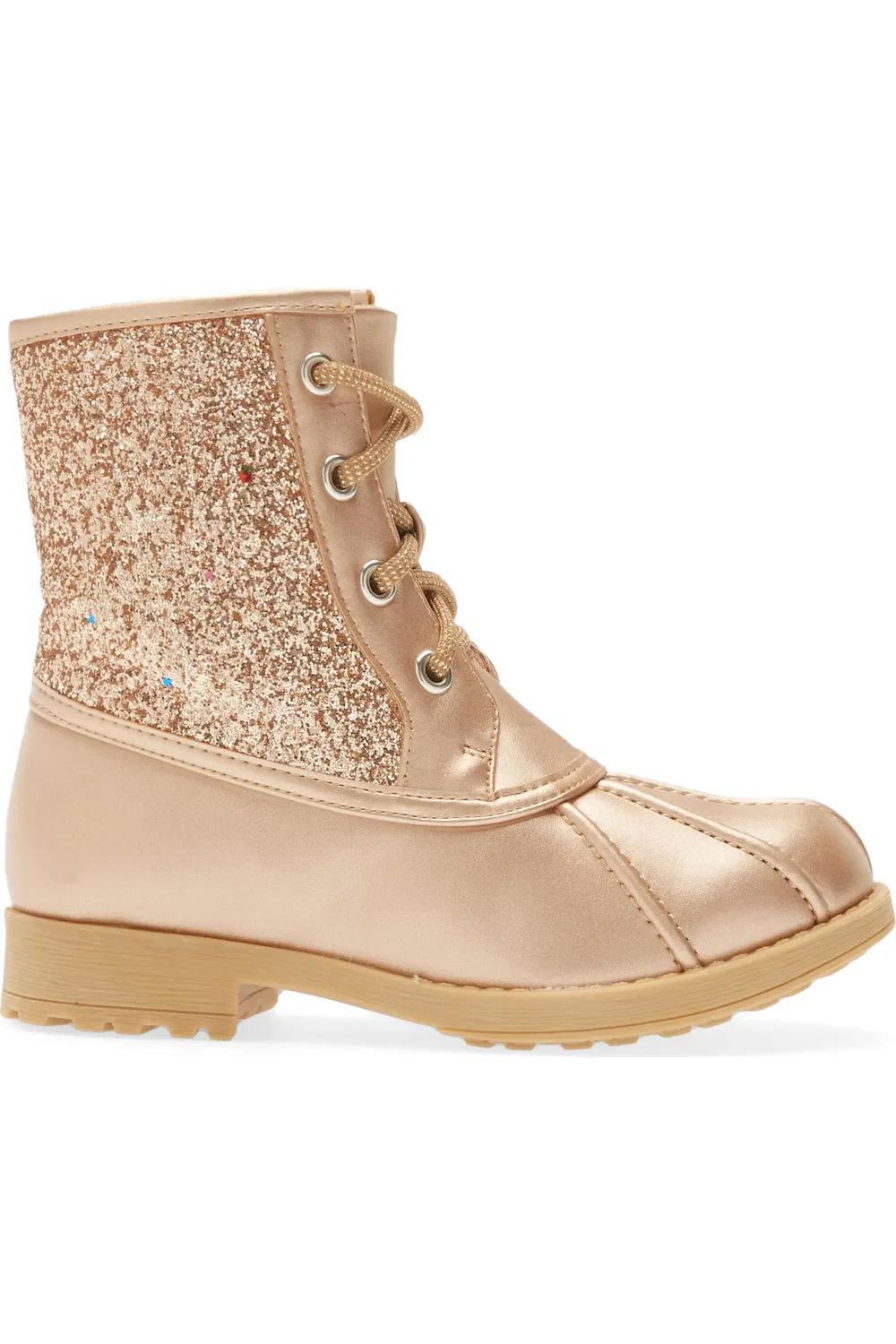 Детские ботинки утиный нос с блестками Glitter Duck Boot DREAM PAIRS, Rose/Gold — фото 3