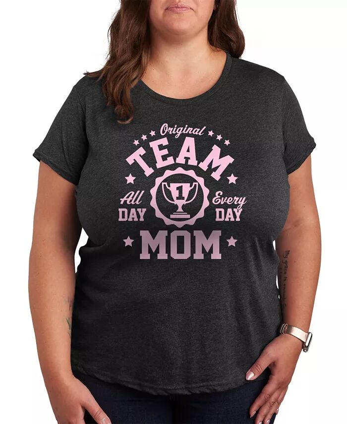 

Женская модная футболка больших размеров с рисунком Team Mom Hybrid Apparel, серый