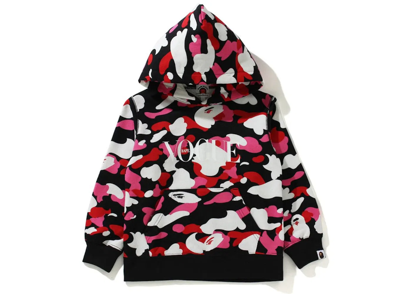 Детский худи с принтом BAPE x VOGUE ABC Camo Pullover Hoodie (Kids) BAPE, Black Pink White