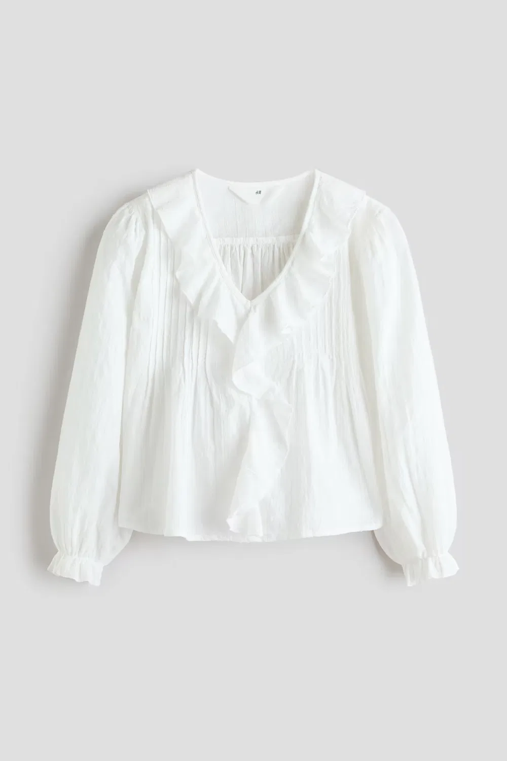 Блузка из плюметиса с оборками H&M, Elfenbein