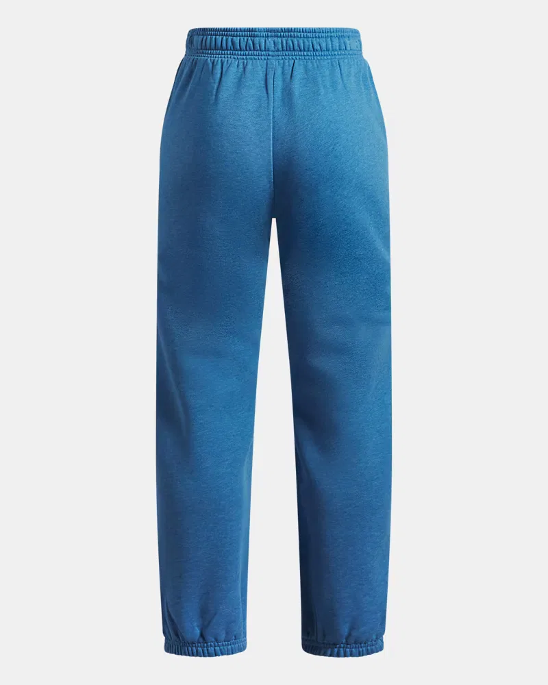 Джоггеры для девочек 66 см утепленные флисовые с начесом UA Rival Fleece UnderArmour, Aegean Blue Light Hthr/White — фото 2