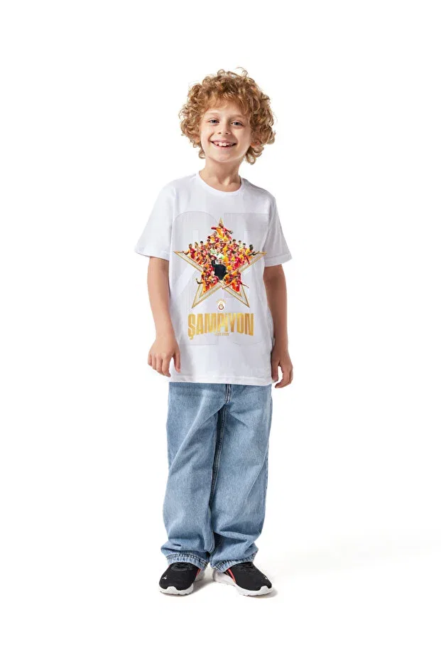 Детская футболка для девочек с принтом Galatasaray Championship Collage Kids T-Shirt Gsstore, White — фото 2