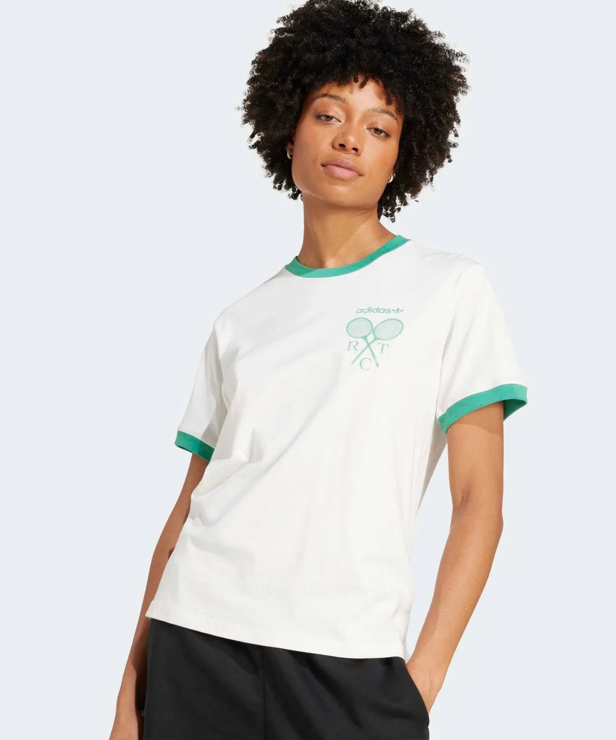 Женская футболка с полукруглым вырезом и коротким рукавом Adidas Originals, Белый — фото 3