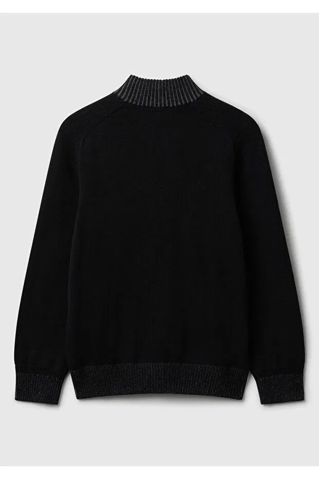 Детский кардиган на молнии с рифленой отделкой United Colors Of Benetton, Black — фото 2