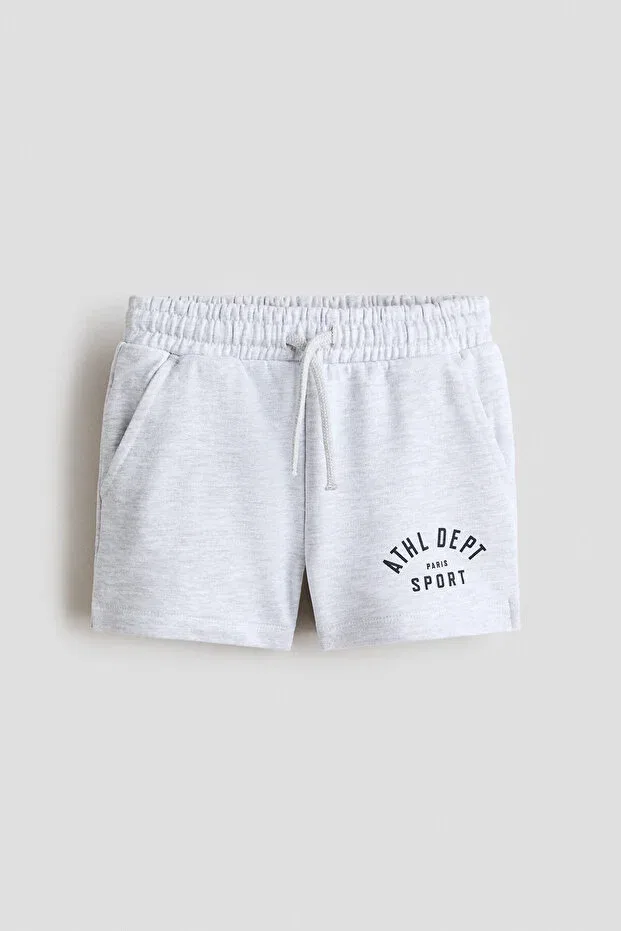 Детские шорты из футера с карманами H&M, Light Gray Heathered/Athletics Department — фото 4