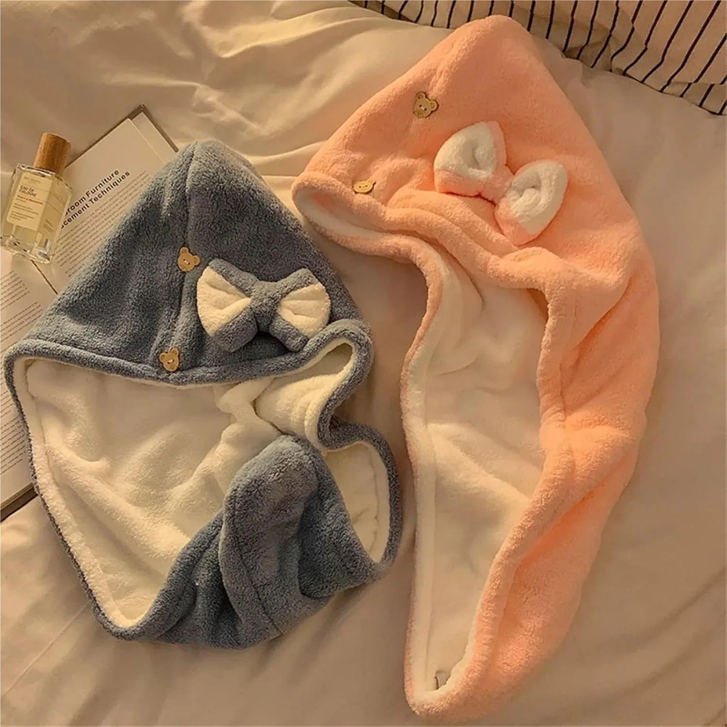 Шапочка для душа двухслойная с бантом, Himscev, Light Yellow — фото 3