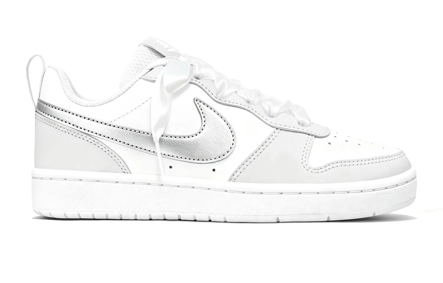 Детские кроссовки для скейтбординга с кожаным верхом Court Borough Nike, Silver — фото 3
