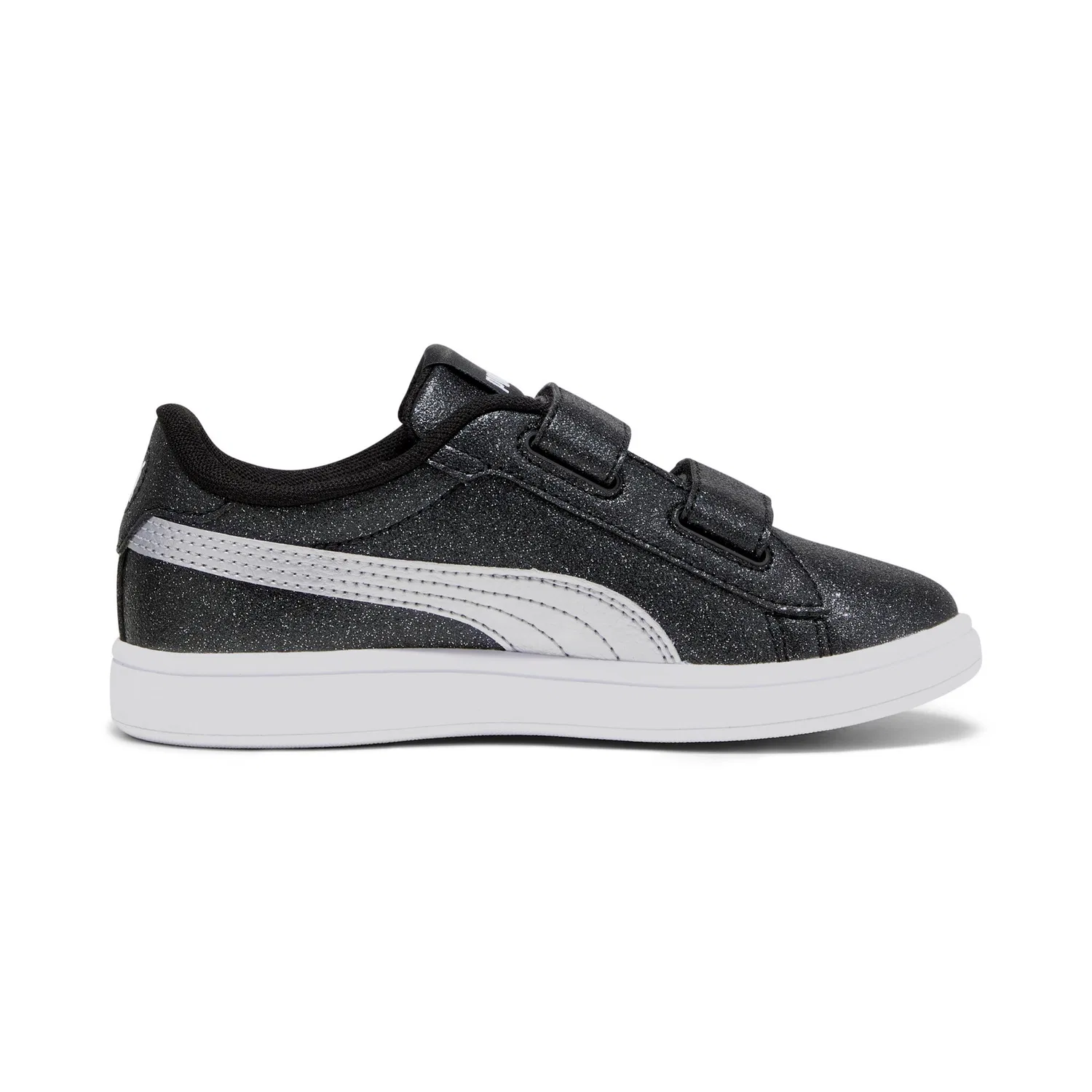 Детские кроссовки с блестками Smash 3.0 Glitz Glam PUMA, Black/Silver/White — фото 3