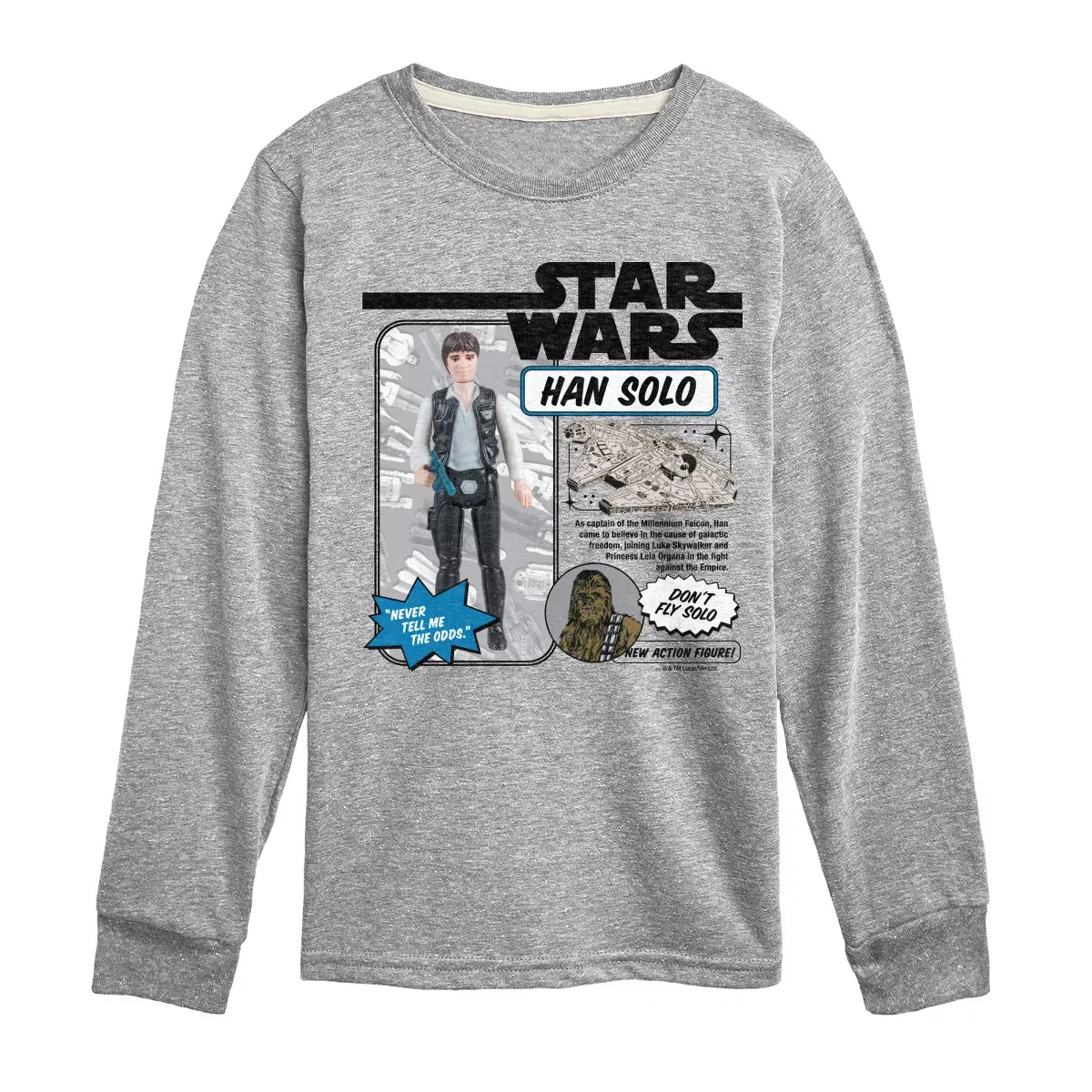 Детская футболка с длинным рукавом с принтом Han Solo Action Figure Star Wars, Красный